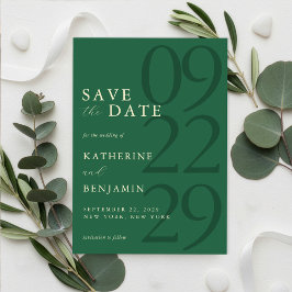 Reserve A Data Modern Green Minimalist Wedding