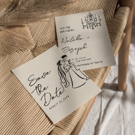 Reserve A Data Modern Hand Written Drawn Couple Wedding Fun