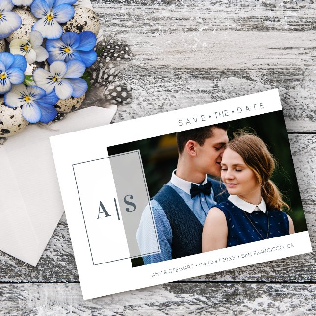 Reserve A Data Modern Initials Minimalist Photo Couple Wedding (Modern Initials Minimalist Photo Couple Wedding Save the Date.)