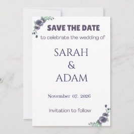 Reserve A Data Modern Lavender Rose Wedding Save the Date Card