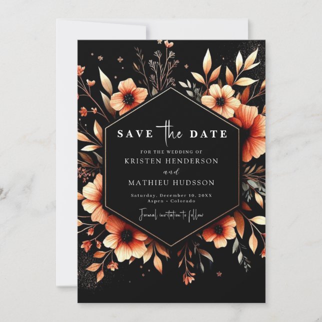 Reserve A Data Modern Lovely Terracotta Wedding (Frente)