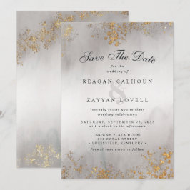 Reserve A Data Modern Luxe Dourado Flecks Cinza Mist Salvar a Dat