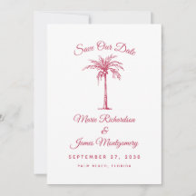 Modern Magenta Beach Wedding the Date