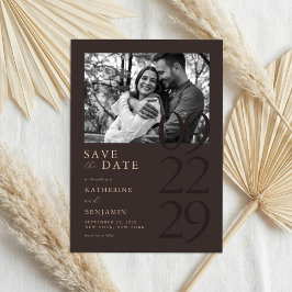 Reserve A Data Modern Matte Brown Minimalist Photo Wedding