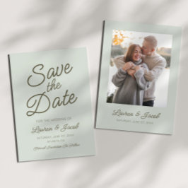 Reserve A Data Modern Minimal Minimalist Green Wedding