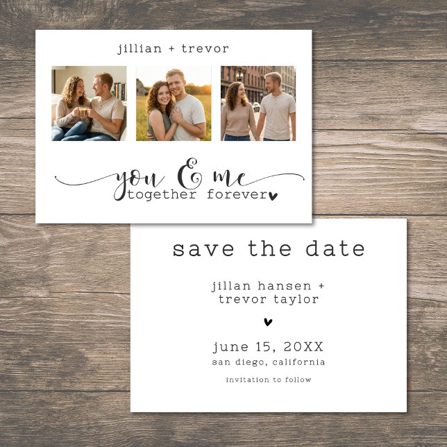 Reserve A Data Modern Minimalist 3 Photo Script Collage Wedding (Modern Minimalist 3 Photo Script Collage Wedding Save The Date)