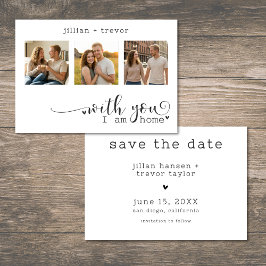 Reserve A Data Modern Minimalist 3 Photo Script Collage Wedding