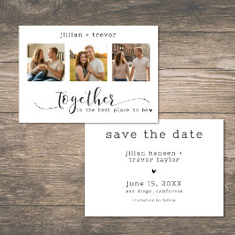 Reserve A Data Modern Minimalist 3 Photo Script Collage Wedding