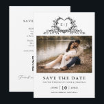 Reserve A Data Modern Minimalist Calligraphy Crest monogram Photo<br><div class="desc">This elegant save the date card features refined calligraphy and modern typography in a clean, minimalist layout. The delicate botanical crest monogram adds a timeless romantic touch while maintaining a chic and sophisticated style. Designed with a beautiful photo section and a convenient QR code on the back, guests can easily...</div>