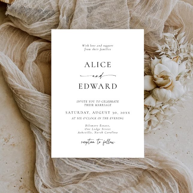 Reserve A Data Modern Minimalist Elegant Wedding Invitations (Criador carregado)