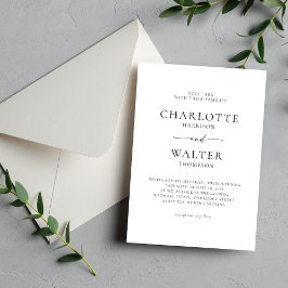 Reserve A Data Modern Minimalist Elegant Wedding Invitations