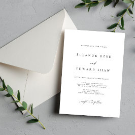 Reserve A Data Modern Minimalist Elegant Wedding Invitations