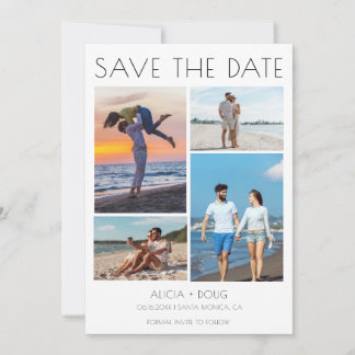Reserve A Data Modern Minimalist Photo Collage Wedding