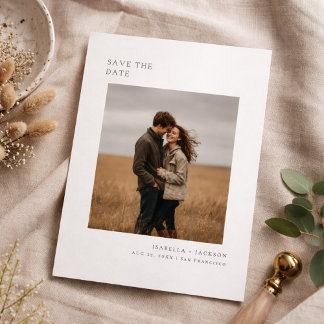 Reserve A Data Modern Minimalist Photo Save the Date Card