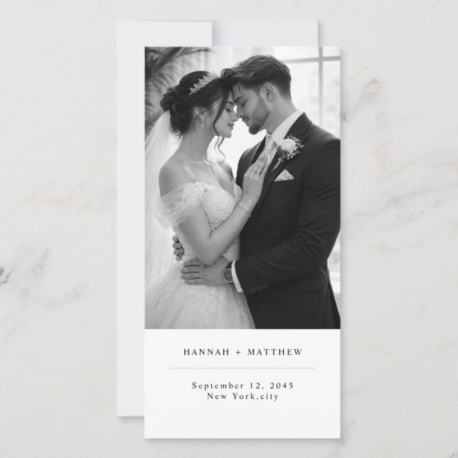 Reserve A Data Modern Minimalist Photo Wedding Bookmark with QR  (Frente)