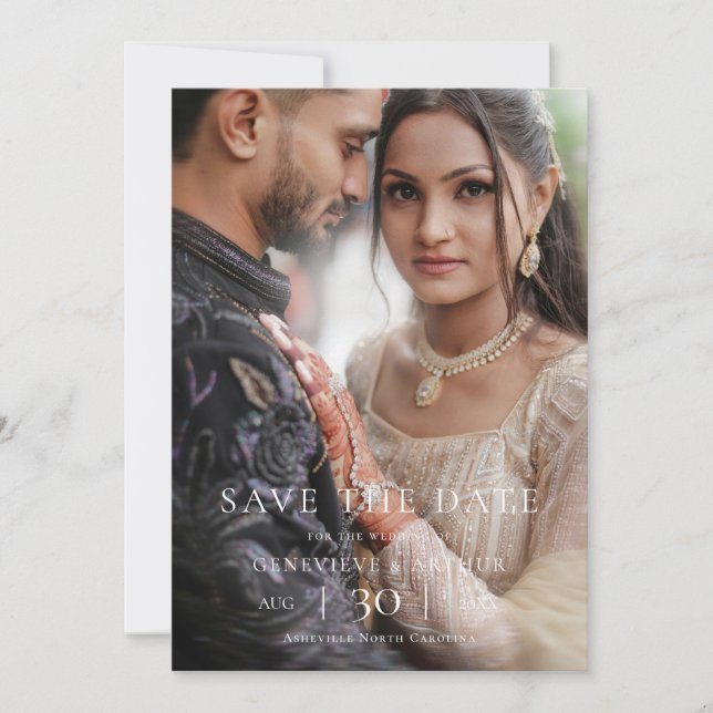 Reserve A Data Modern Minimalist Photo Wedding Save the Date (Frente)