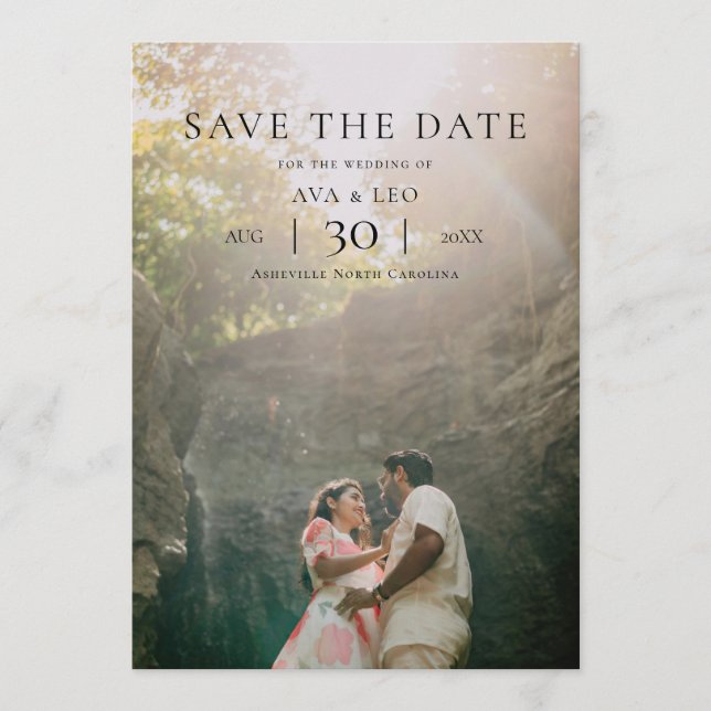 Reserve A Data Modern Minimalist Photo Wedding Save the Date (Frente)