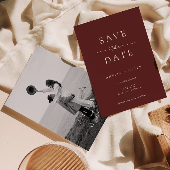 Reserve A Data Modern Minimalist Photo Wedding Save the Date (Criador carregado)