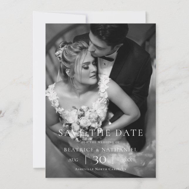 Reserve A Data Modern Minimalist Photo Wedding Save the Date (Frente)