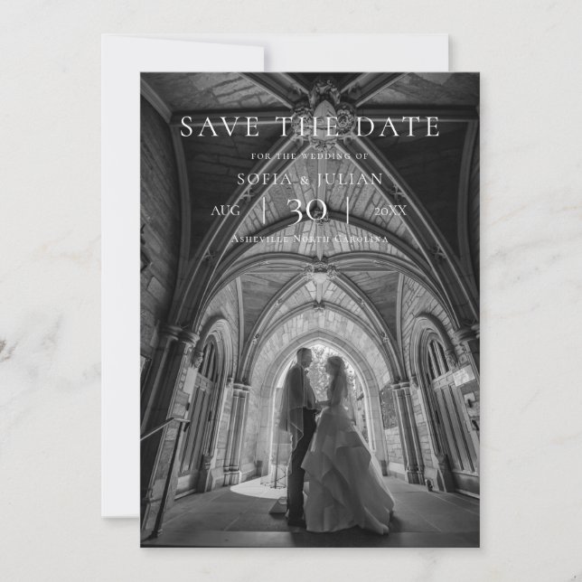 Reserve A Data Modern Minimalist Photo Wedding Save the Date (Frente)