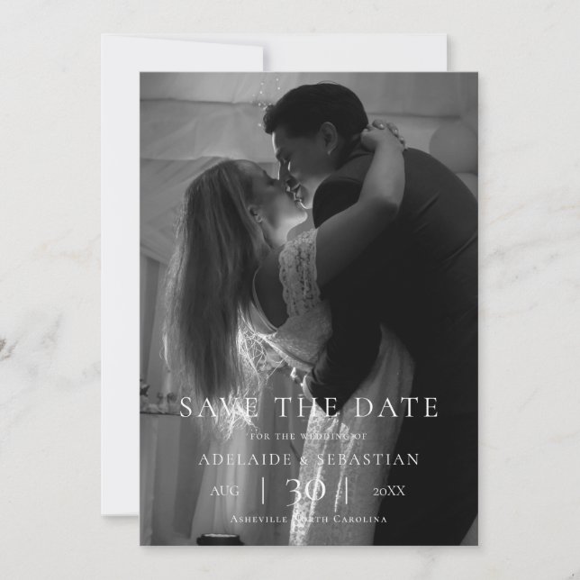 Reserve A Data Modern Minimalist Photo Wedding Save the Date (Frente)