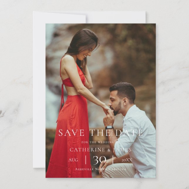 Reserve A Data Modern Minimalist Photo Wedding Save the Date (Frente)
