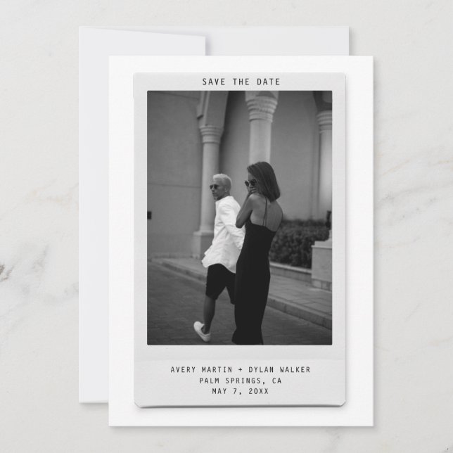 Reserve A Data Modern Minimalist Polaroid Photo Save the Date (Frente)