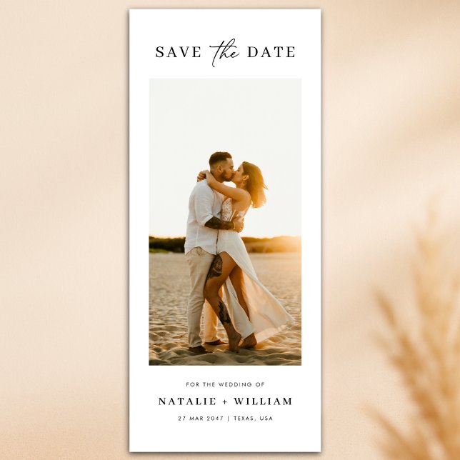 Reserve A Data Modern Minimalist Romantic Photo Wedding Bookmark (Criador carregado)