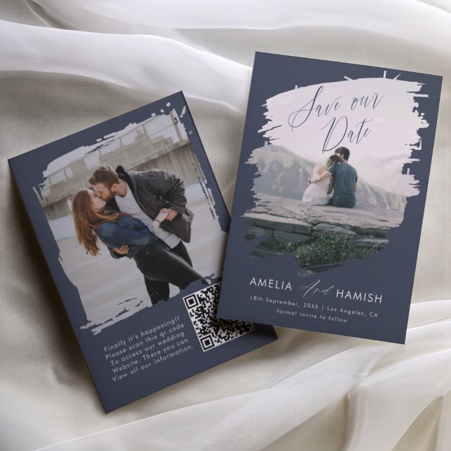 Reserve A Data Modern Painted Photo Save the Date Wedding (Criador carregado)