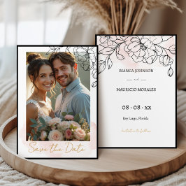 Reserve A Data Modern Photo / Blush Watercolor and Black Florals