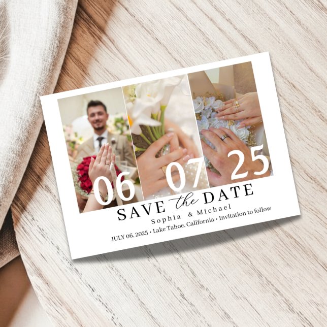 Reserve A Data Modern Photo Collage Save the Date Card (Criador carregado)