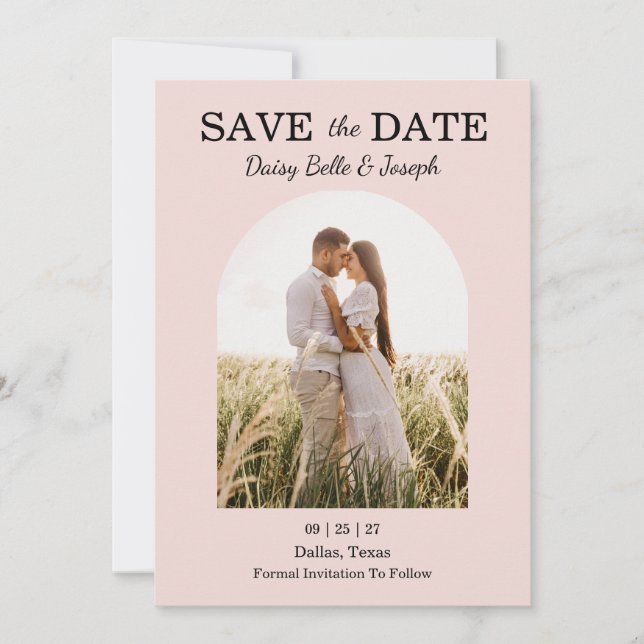 Reserve A Data Modern Pink Blush wedding (Frente)