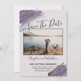 Reserve A Data Modern Purple Glitter Spark Save The Date Photo