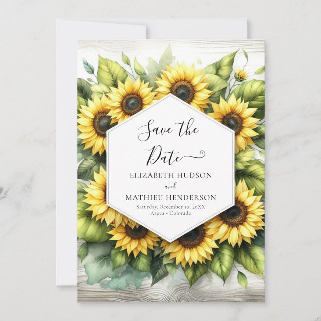 Reserve A Data Modern Romance Sunflower Wedding (Frente)