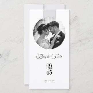 Reserve A Data Modern Round Photo Wedding Save the Date Card