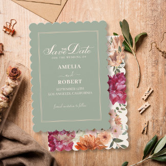 Reserve A Data Modern sage green floral fall wedding