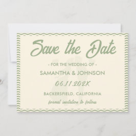Reserve A Data Modern Sage Green Wavy Stripe QR Code Wedding