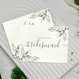 Reserve A Data Modern Sage Greenery Bridesmaid Proposal Card