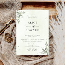 Modern Sage Greenery Wedding Invitation Card