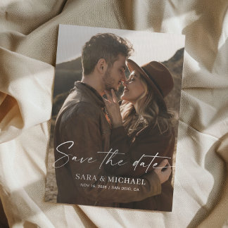 Reserve A Data Modern Script Elegant Wedding Photo Save The Date