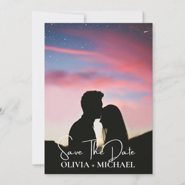 Reserve A Data Modern Script Elegant Wedding Save The Date (Frente)
