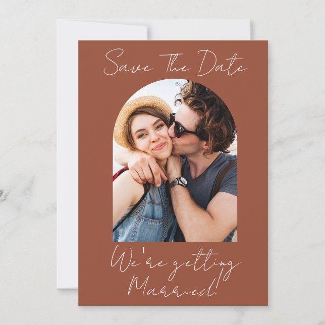 Reserve A Data Modern Script Terracotta Photo Monogram  (Frente)