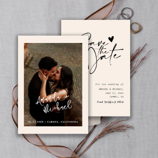 Reserve A Data Modern Script Wedding Photo