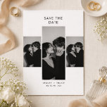 Reserve A Data Modern Three Photo Black and White Wedding<br><div class="desc">This modern three photo black and white save the date is perfect for couples who love clean design and timeless style. The minimalist layout highlights your favorite moments in a sleek vertical collage, while simple typography keeps the look refined and elegant. With its monochrome palette and contemporary feel, this photo...</div>