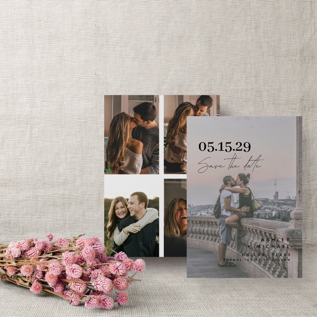 Reserve A Data Modern Vellum Overlay Tipografia Simples 5 Foto (Save the Date: Love is in the air!)