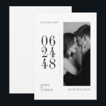 Reserve A Data Modern Vertical Date Editorial Photo Wedding<br><div class="desc">Tired of standard, boring save the dates? This vertical design mixes things up. It gives your card a chic, editorial look and is the absolute best way to show off your favorite picture. Instead of the usual horizontal text, it places your wedding date in a cool, modern vertical layout right...</div>