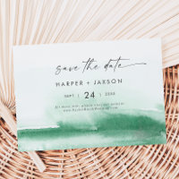 Modern Watercolor | Verde Horizontal Salvar a Data