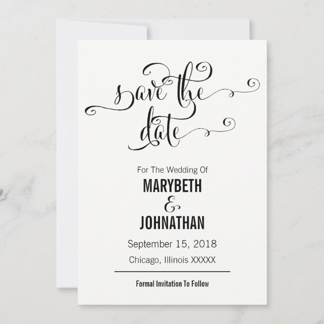 Reserve A Data Modern We Do Script Save The Date Card (Moderno Fa (Frente)