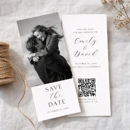 Reserve A Data Modern Wedding Photo Save the Date with QR Code