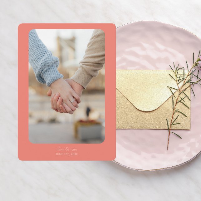 Reserve A Data Modern Wedding | SALVAR A DATA | Coral escuro (Criador carregado)